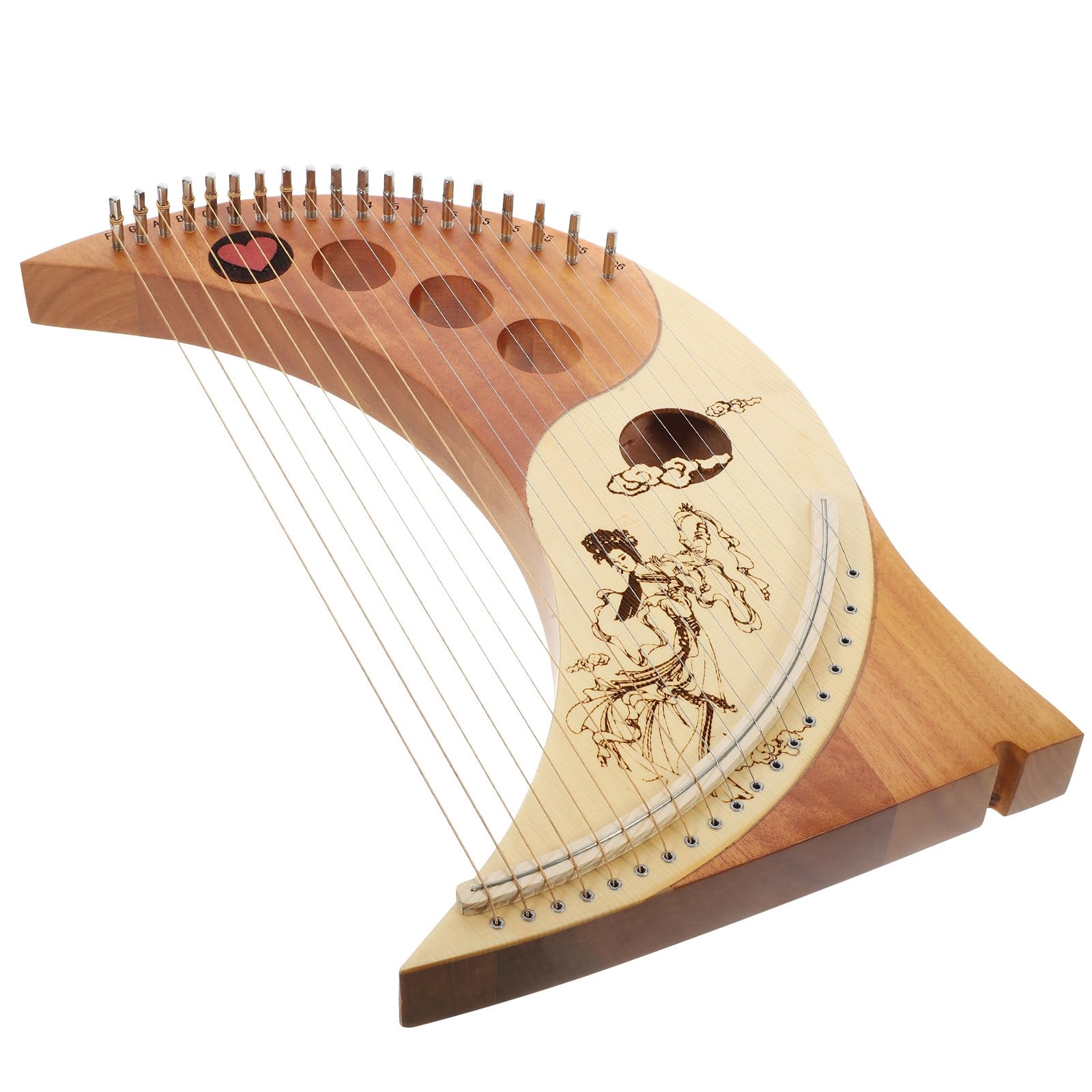 TOYANDONA Arpa Lira Portatile 19 Corde in Legno Massello Accessori Extra, Strumento Musicale a Corda in Stile Antico per Principianti, Arpa in Legno Lavorata Superficie Colore Casuale