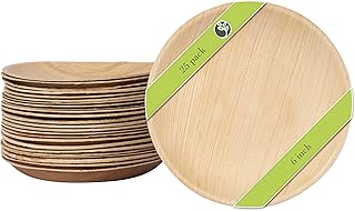 Naturally Chic Palm Leaf Compostable Plates | 6â€ Round Biodegradable Disposable Small Dinnerware Set - Eco Friendly, Bamboo Like Plates for Weddings and Events (25 Pack)