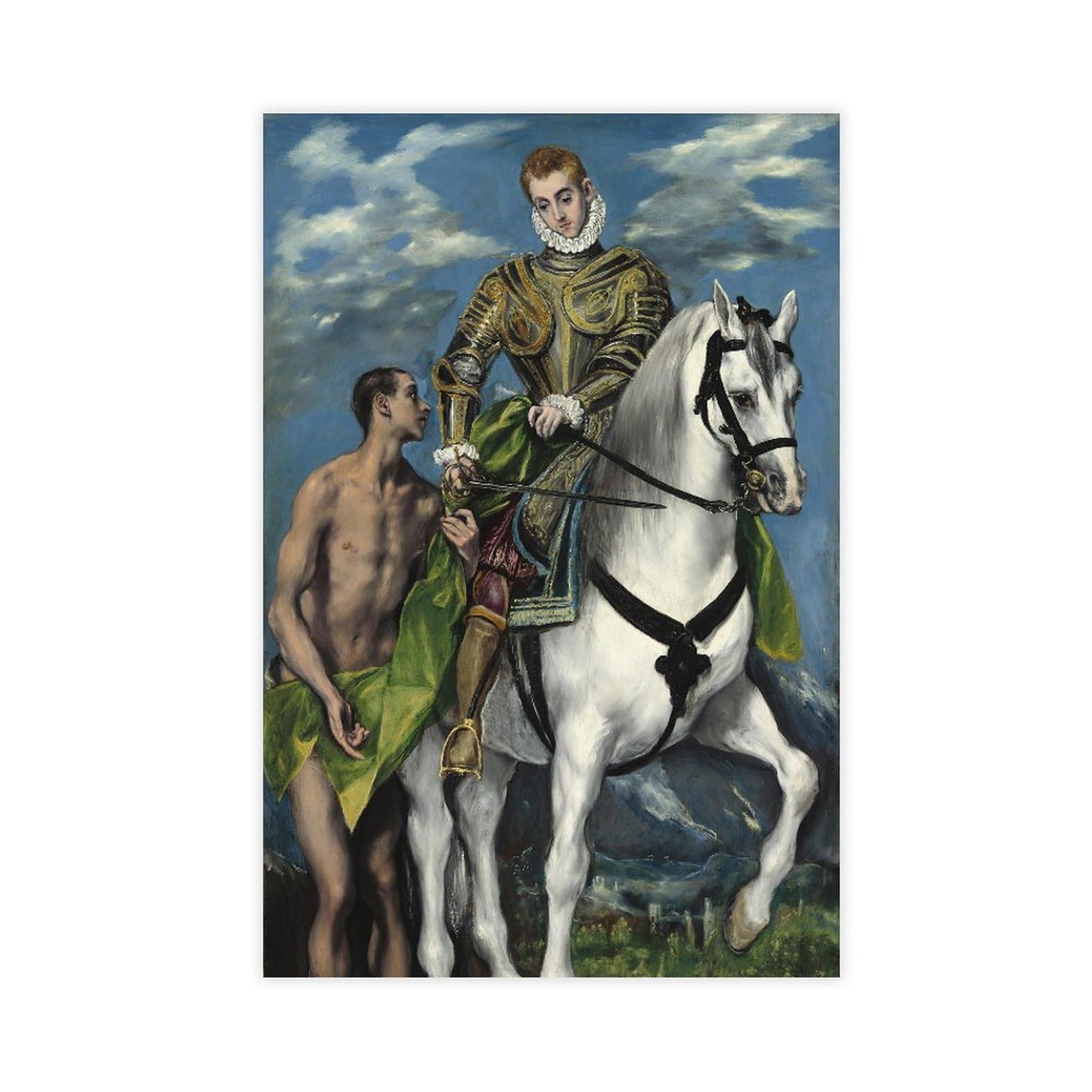 DFJyjFGJJ Saint Martin And The Beggar by El Greco Vintage Poster Renaissance Poster Print for Teen Boys Room Wall Art Canvas Painting 20" L X 30" W