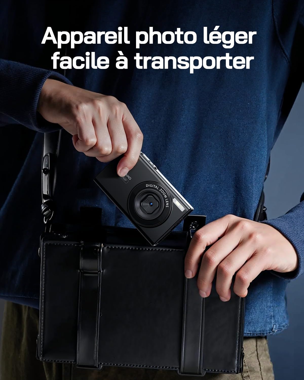 WOLFANG Appareil Photo numérique, caméra Enfant 2,7 K pour Photographie, vlogging compacte 50 MP, caméra vidéo Zoom numérique 16x, numérique Point de Mise au Point Automatique et