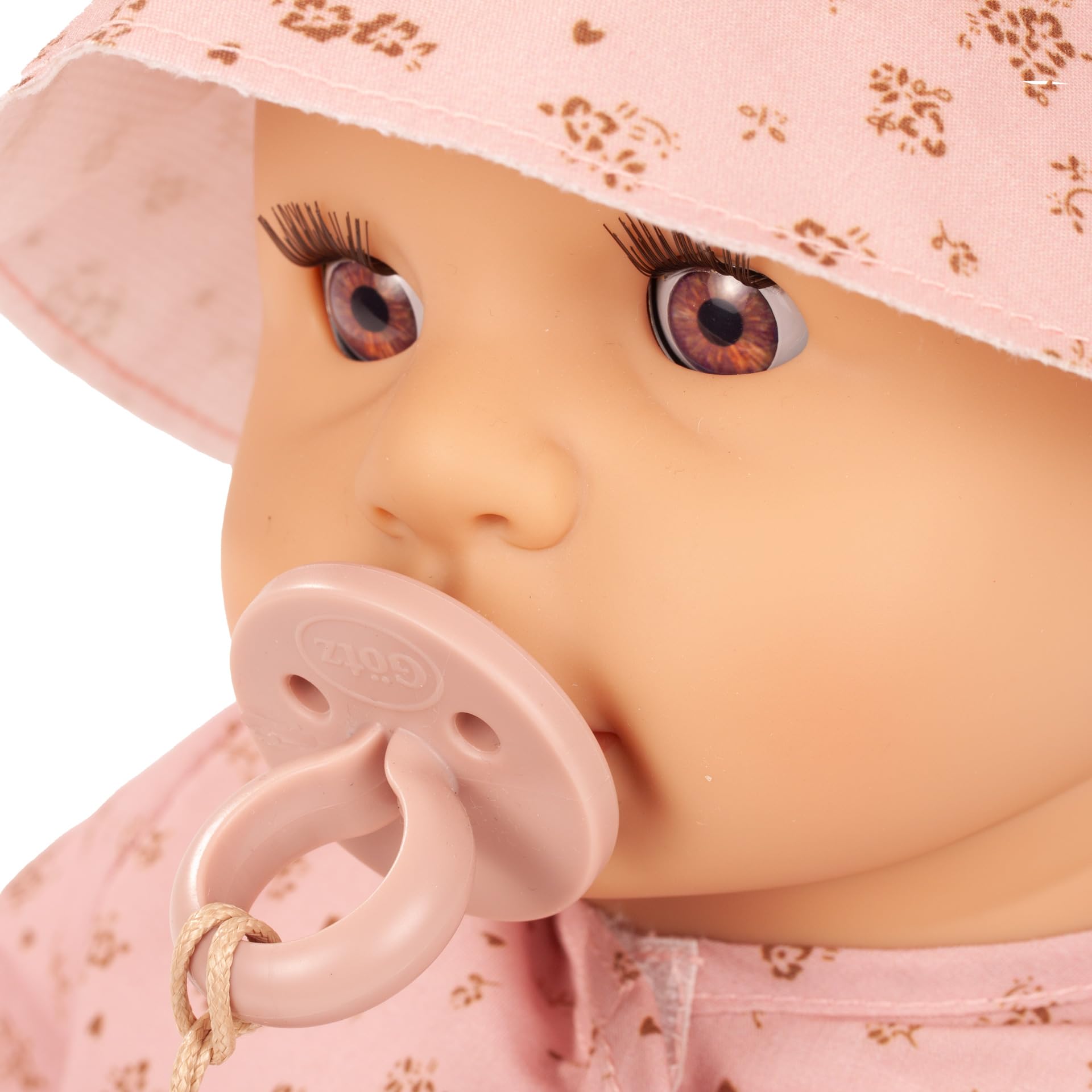 Götz 2661057 Cookie Millefleur poupée 48 cm poupée bébé Yeux Bruns dormeurs | 9 pièces, sans cheveux, corps souple, dès 3 ans, lavable, avec tétine, attache-tétine et couche
