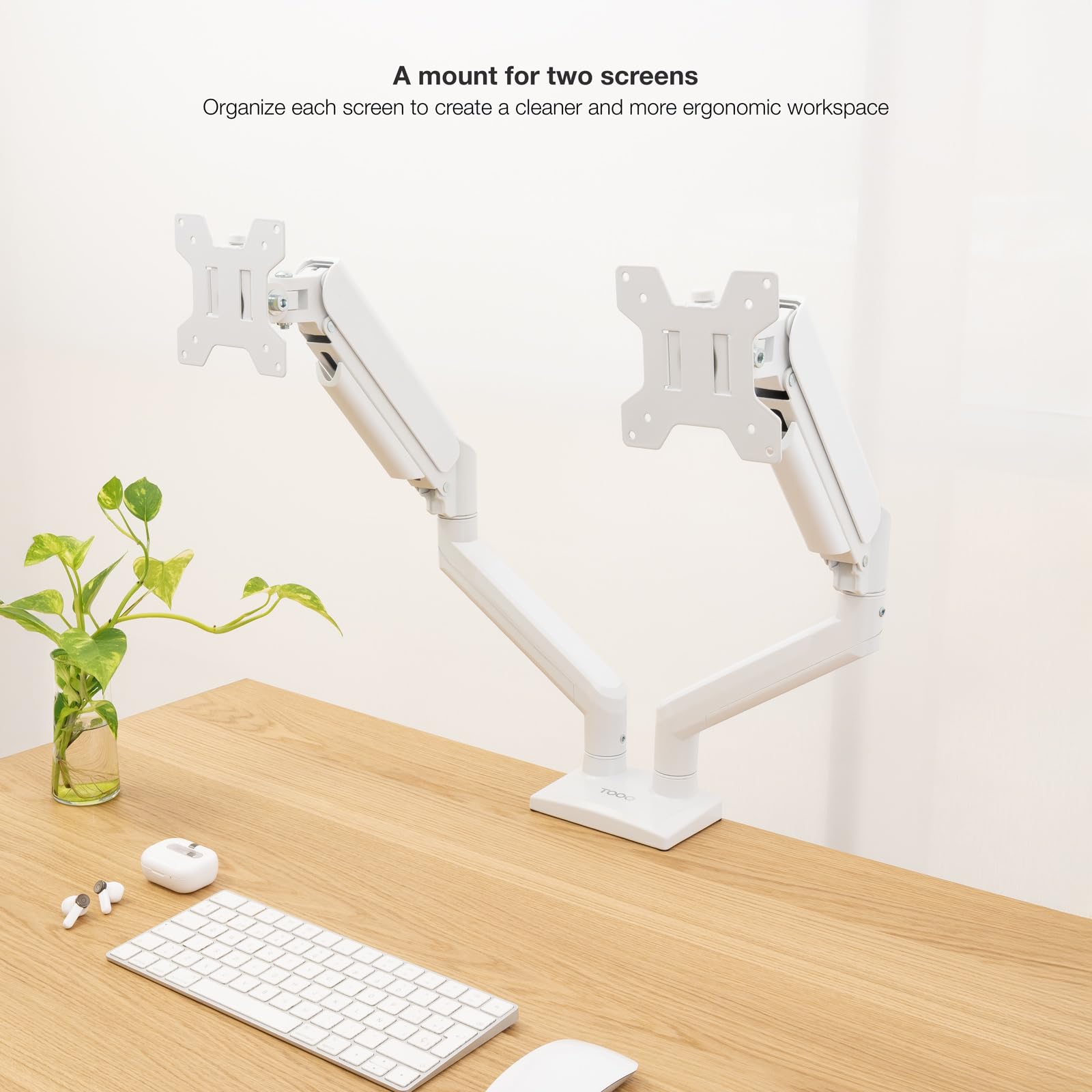 TOOQ DB1434TNR-W - Support de Bureau pour 2 écrans 13”-34”, Couleur Blanche