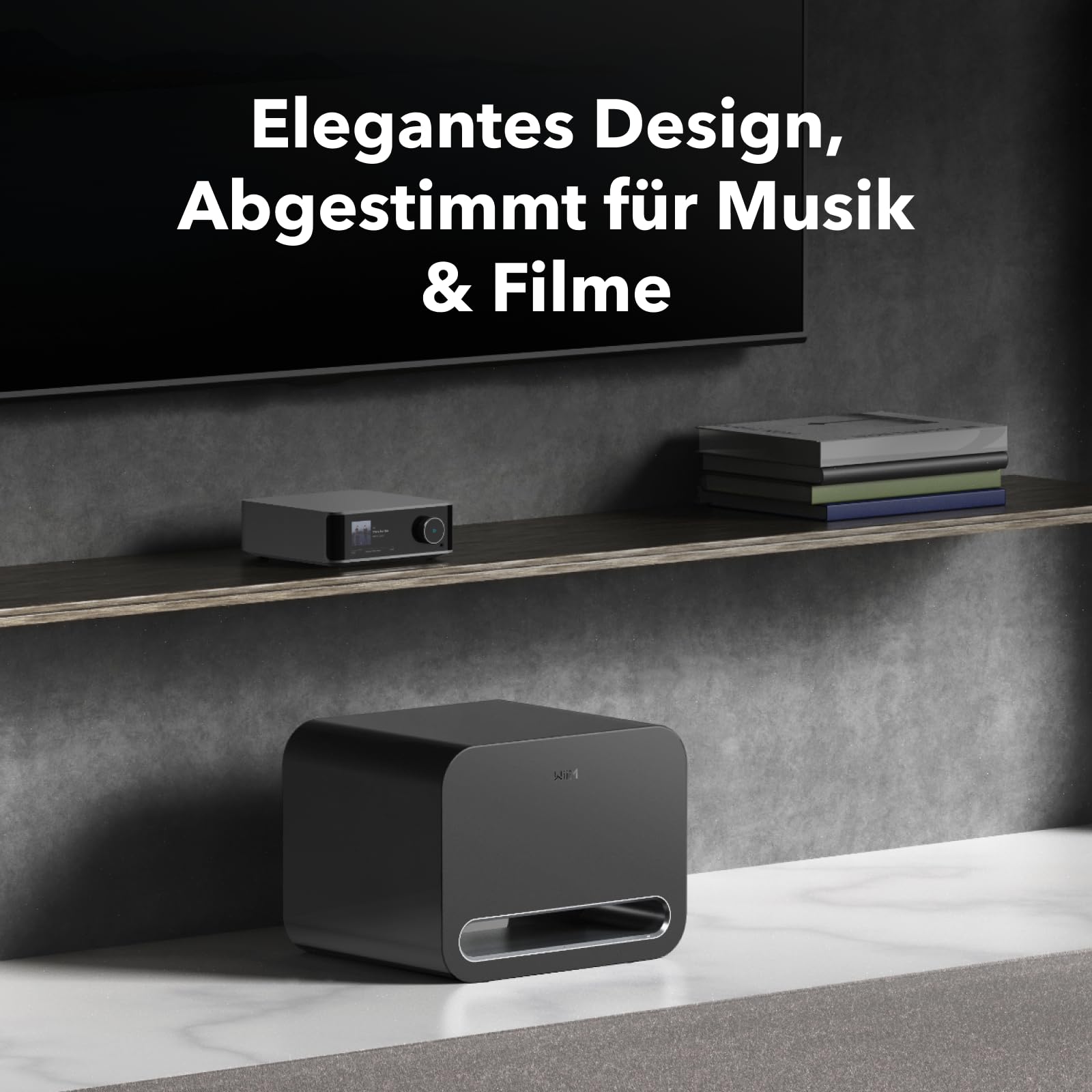 WiiM Sub Pro – 8" 250 W Kabelloser Smart Subwoofer | AI RoomFit™ Kalibrierung | Wi-Fi 6 & Bluetooth 5.3 | 25 Hz Tiefe Bässe | Funktioniert Streamern, Verstärkern & Jedes RCA Sub-Out System