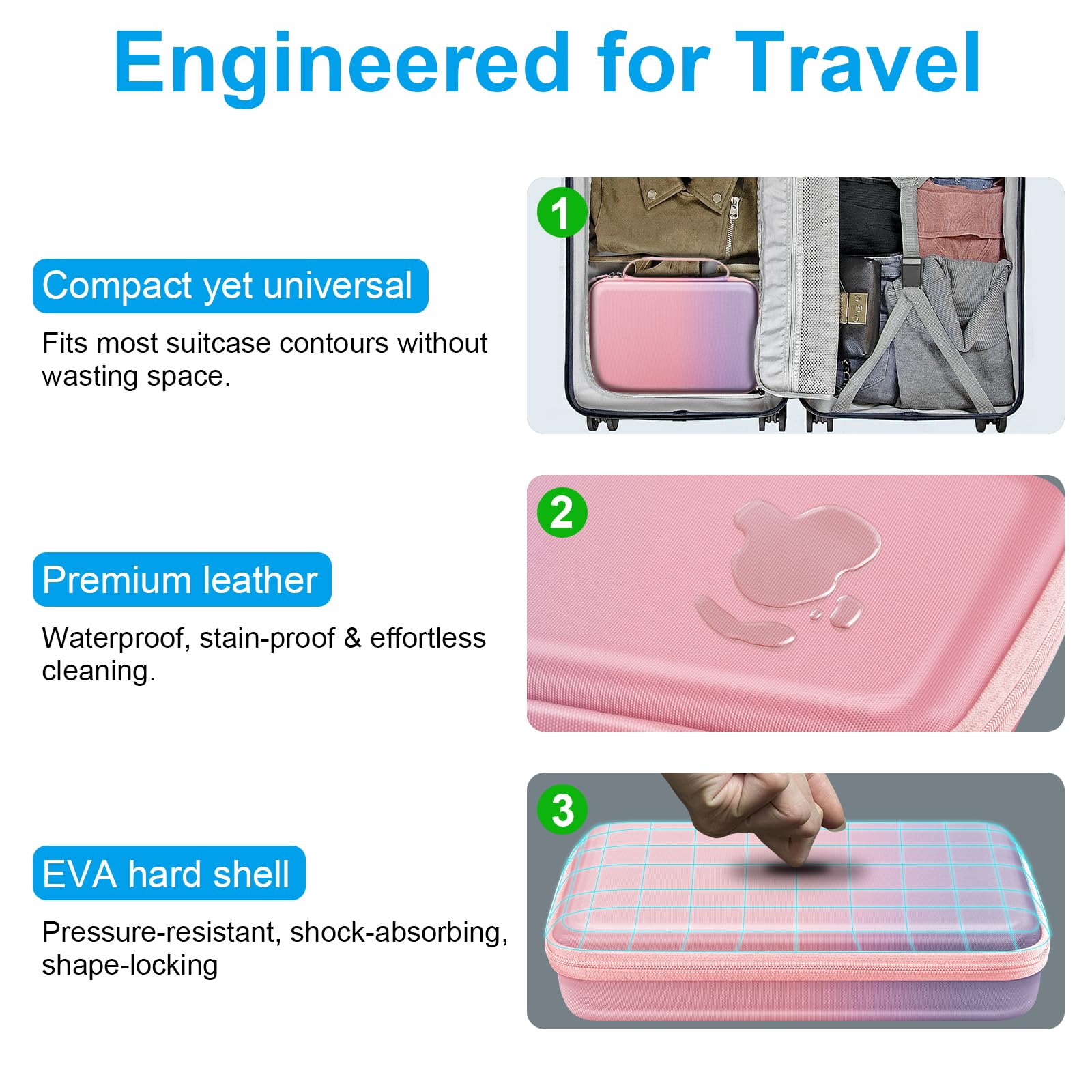 Fintie Custodia organizer da viaggio per occhiali da sole con 8 scomparti regolabili, in EVA rigida, per uomini e donne, Fantasia Ombre, Large, Custodia organizer da viaggio per occhiali da sole con