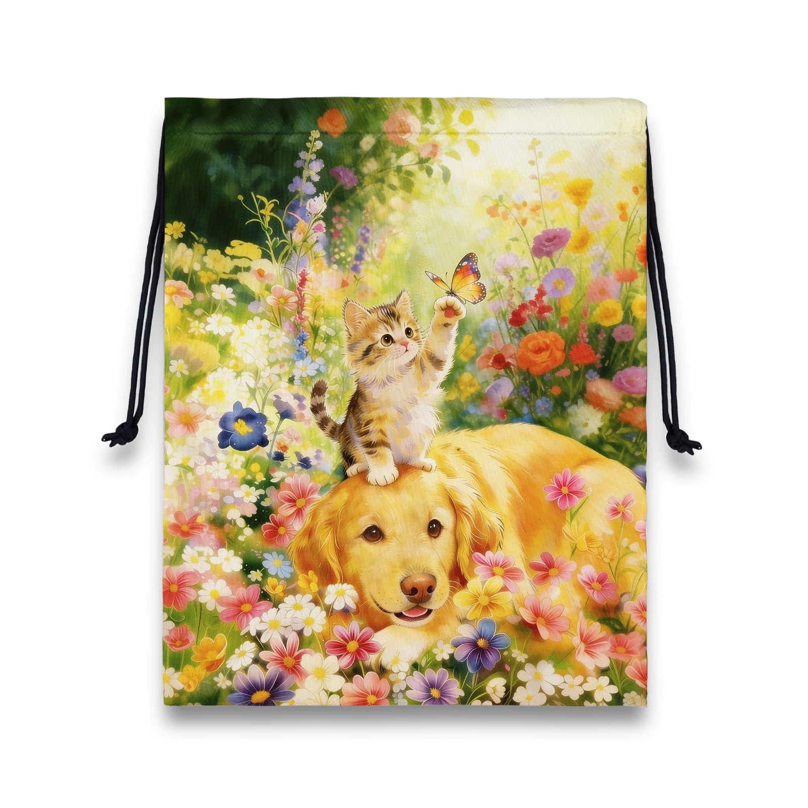 Grip Bag for Gymnast Dog Cat Flowers Adjustable Gym String Storage Pouch Small Bag
