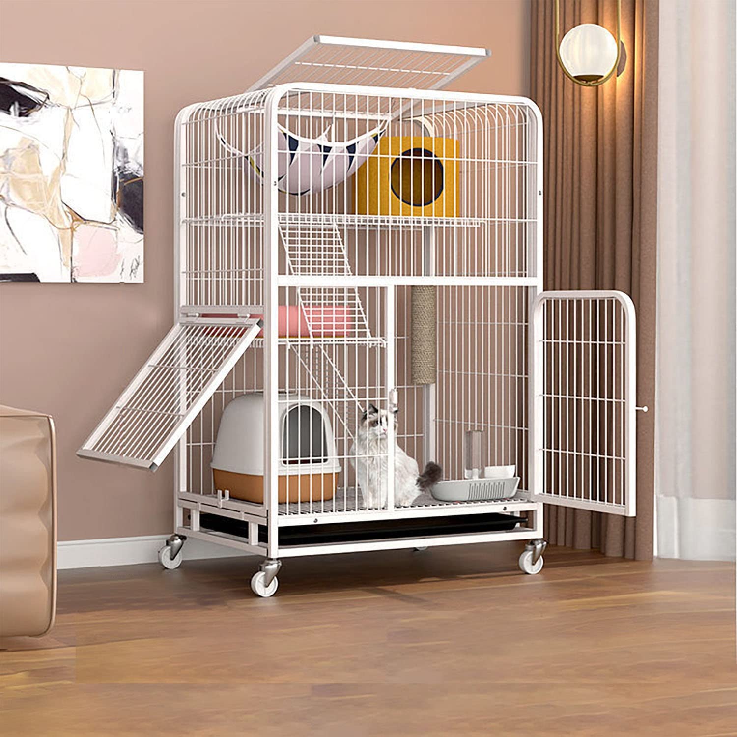 ペットサークル　ゲージ　うさぎ　犬　猫　フェレット　キャスター付き Amazon.co.jp: 猫ケージ、猫用ケージ フェレットケージ 大型 キャット