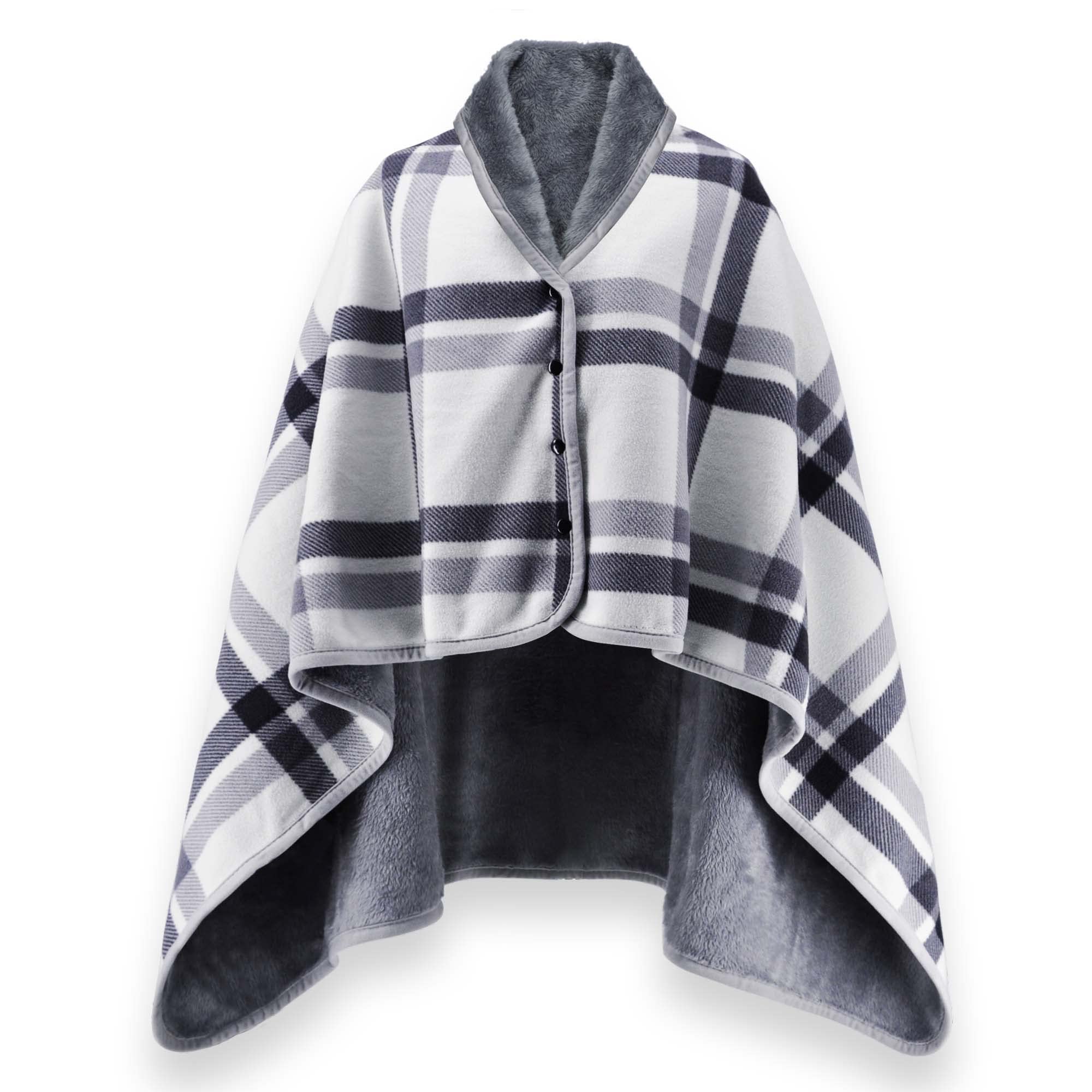 beifon Poncho Châle Femme Écharpe Cape Épaissie Elégant Chaud Hiver Foulard Chaud Ouverture Plaid Imprimé Pull Manteau Poncho Tartan Style avec Boutons Couverture à Carreaux Cadeau de Noël