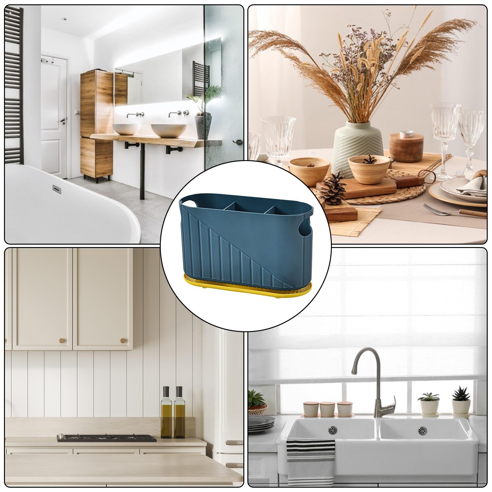 Portaposate Multifunzionale Da Cucina - Organizzatore Con 3 Scomparti Rettangolari