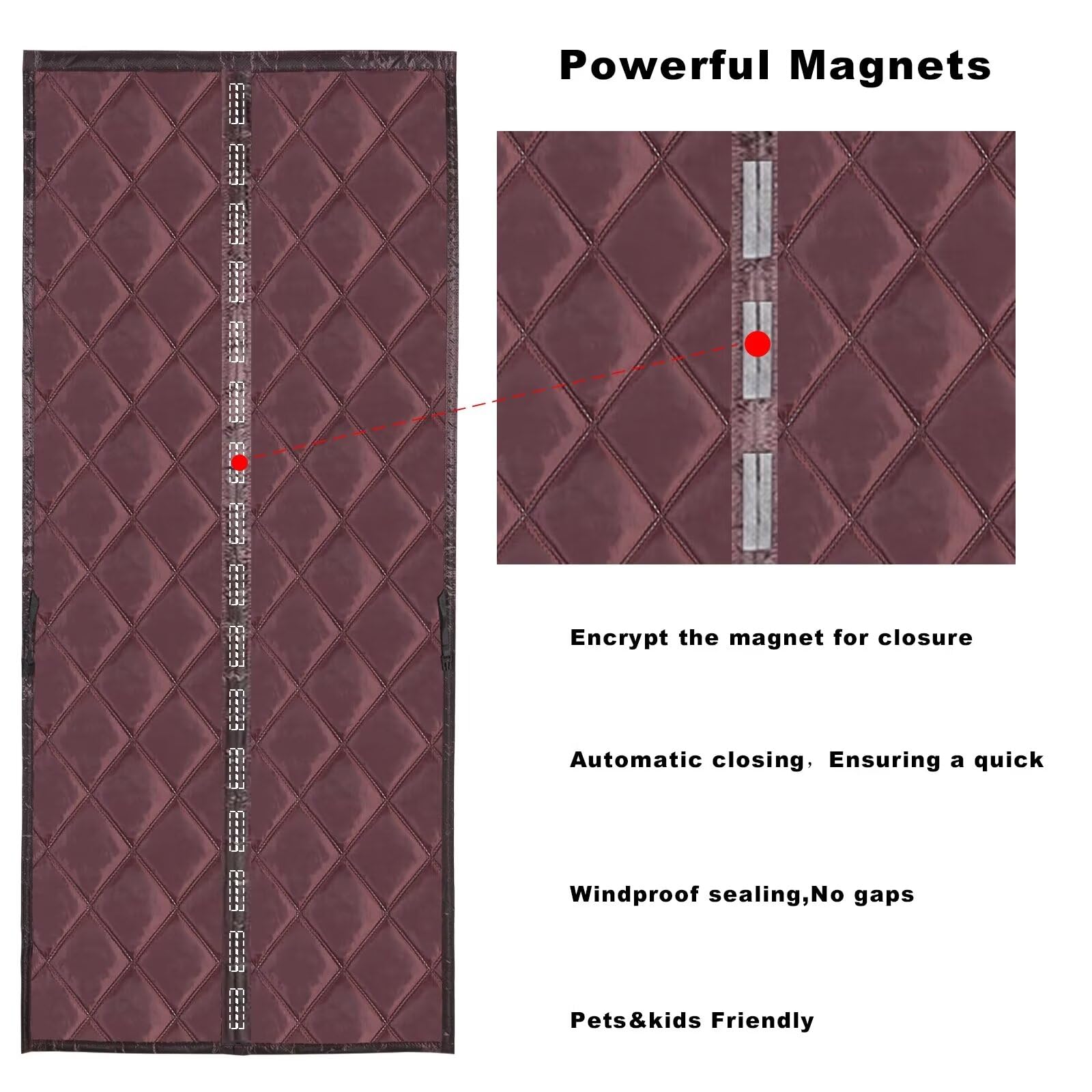 Wärmeschutzvorhang Mit Magnet - 110×220 Cm Für Türen Grau