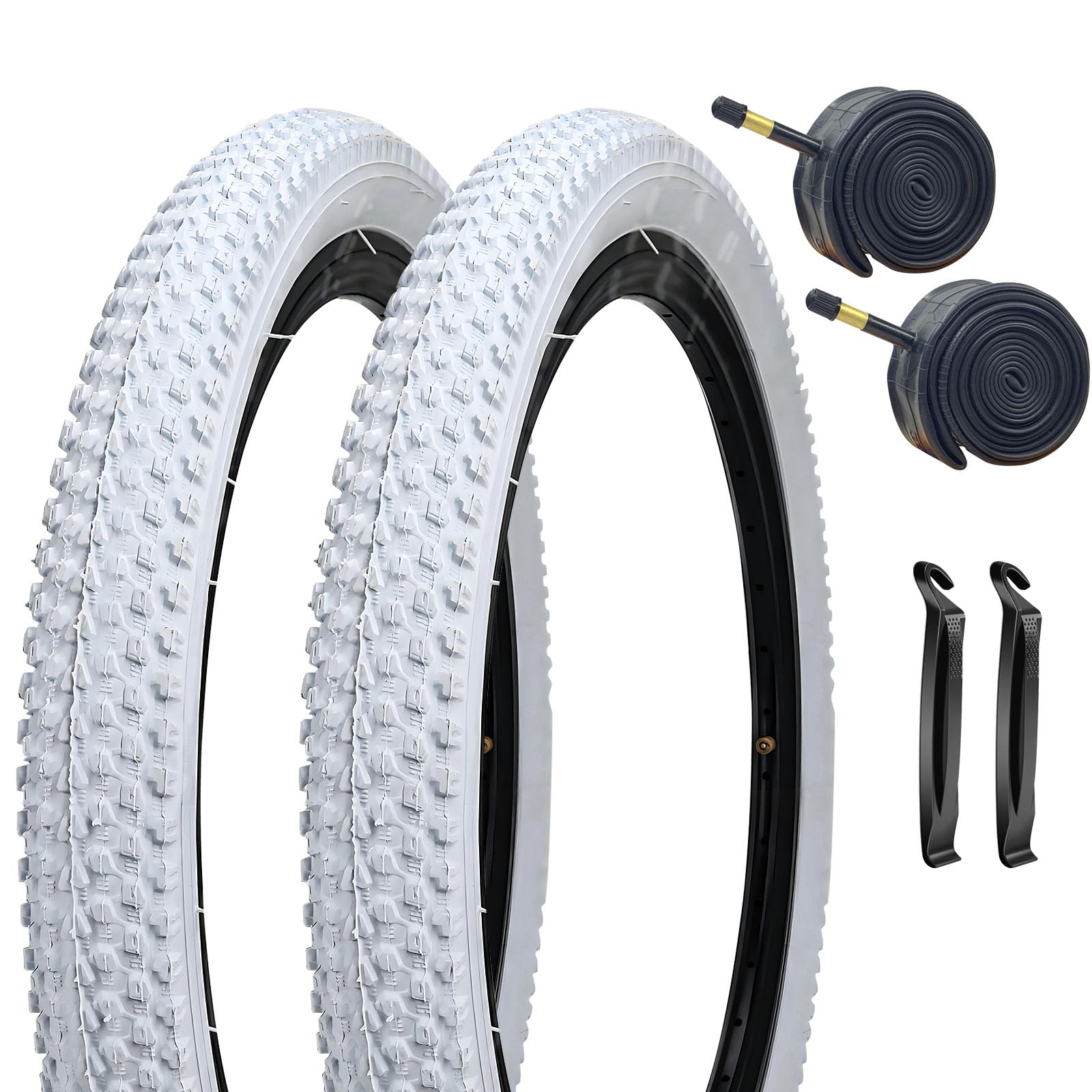 SIMEIQI 2 Pack 12"/14"/ 16“/18”/20“x2.125 White Bike Tires and Tubes for Kid's Tires Bicycle Replacement Tyres Compatible with 12/14/16/18/20x1.75/1.95/2.0/2.125 Tire Wheel