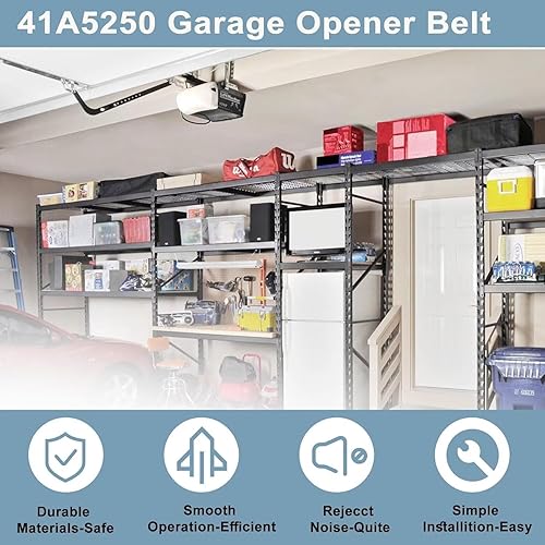 Vista 22 de Correa de transmisión 41A5434-13A, correa de apertura de puerta de garaje de 257 pulgadas 41A5434-13 para puertas de garaje de 8 pies de alto