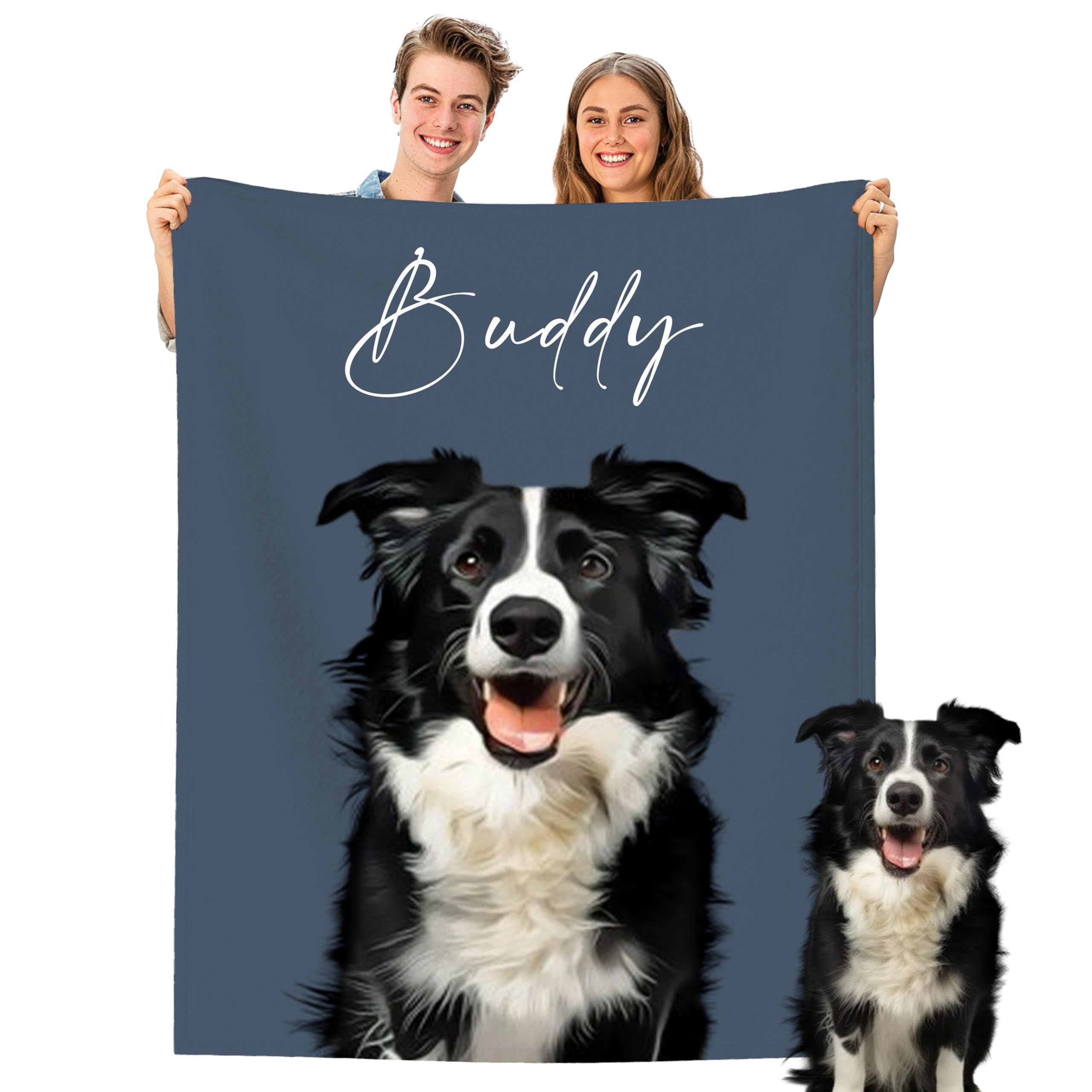 WarmHugs Personalized Dog & Cat Portrait Blanket - Custom Pet Photo Blankets & Throws with Picture - Perfect for Christmas, New Year & Birthday Gifts