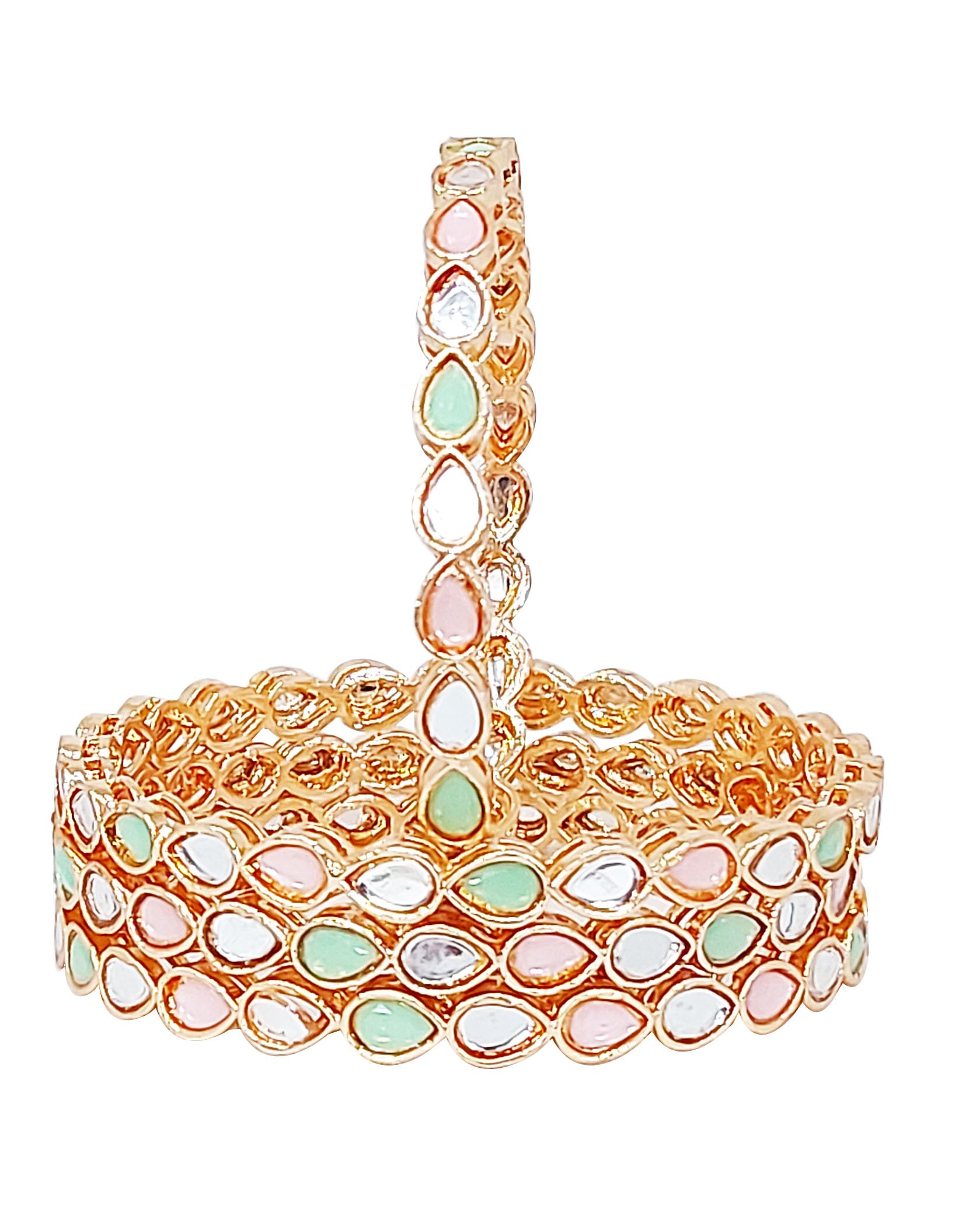 CHRISHAN High Gold Plated Designer Kundan Chudi Bangle Set For Women And Girls. (Rose Gold, 2.6) (B0CCYFZPCB) Amazon Price History, Amazon Price Tracker