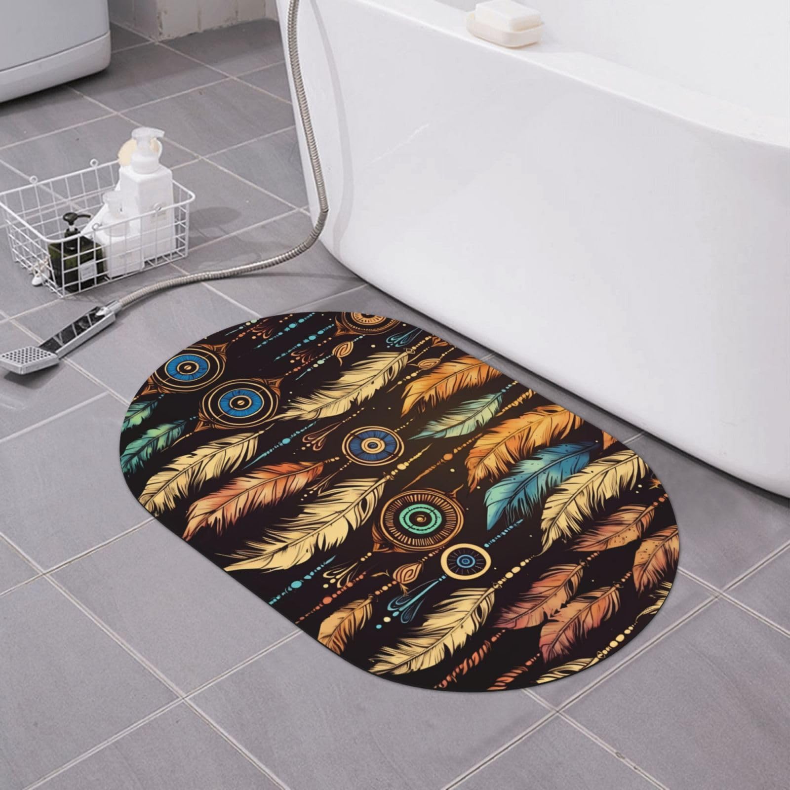 Tapis de porte vintage ethnique pour une entrée de salle de bain bohème