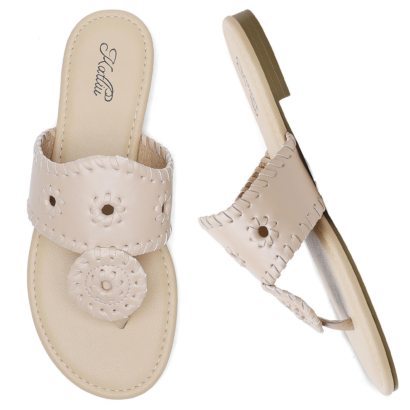 katliu Damen Sandalen mit Zehentrenner Design, modische leichte Sommer Sandalen mit rutschfester Sohle, bequeme Freizeitschuhe für Alltag und Urlaub 36-42