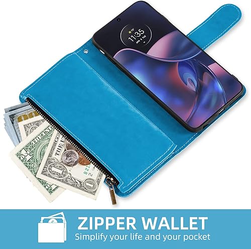 Miniatura 5 de Asuwish Funda para teléfono Motorola Moto Edge 2022MotoEdge 5G UW 2022 con protector de pantalla de vidrio templado y tarjetero abatible, accesorios