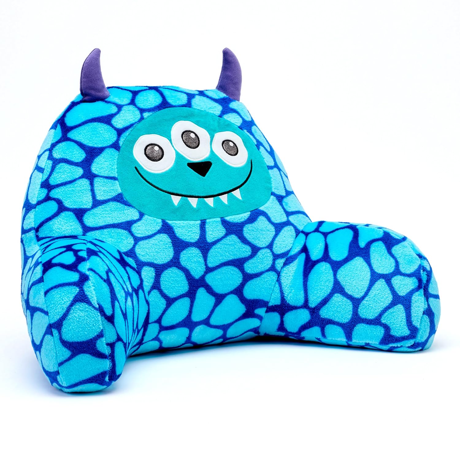 Snuggz Monster Cuddle Cushion 60x40cm, Age 12m+ - Lightweight Kids Plush Backrest Pillow with Supportive Arms, Super Soft Reading Pillow Cushion for Gaming or Napping – Soft 3D Ears & Carry Handle