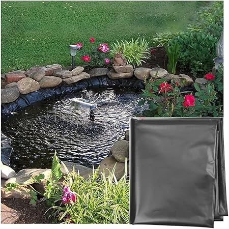 Image LSXIAOLSX Pond Liner 280gsm, Waterproof Pvc Pond Skins, Fish & Plant Safety, Pliable & Flexible Anti-aging & Durability for Waterfall, Water Gardens (Color : Black, Size : 7x6m)