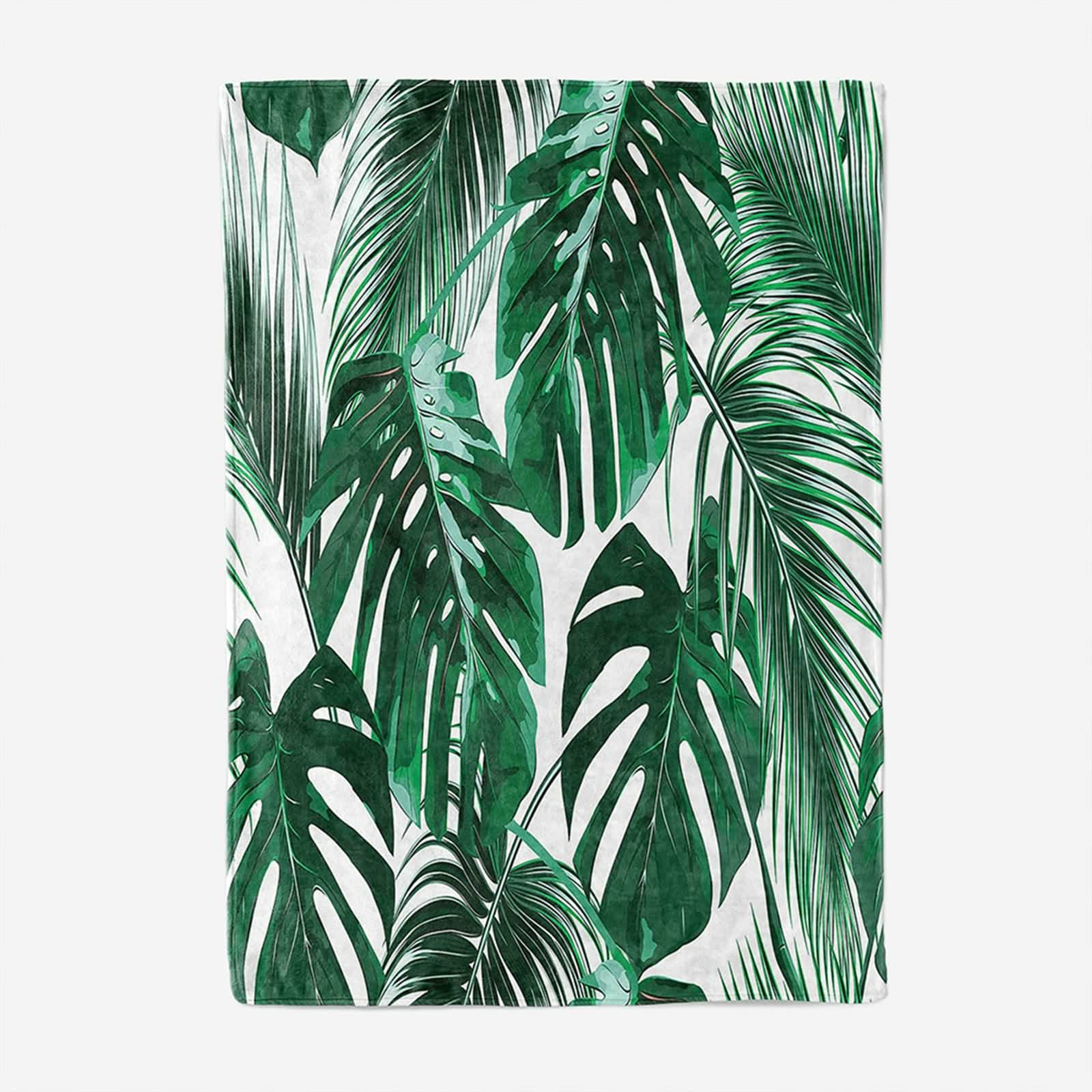 Aeici Couverture Polaire, Couverture en Flanelle Couverture 150x200 cm Feuilles de Bananier Couverture Canapé Cadeau pour Adultes et Enfants