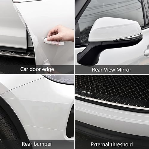 Vista 13 de DGSL Protectores de borde de puerta de automóvil, película envolvente de fibra de carbono, protección del umbral de la puerta, se adapta a la Negro