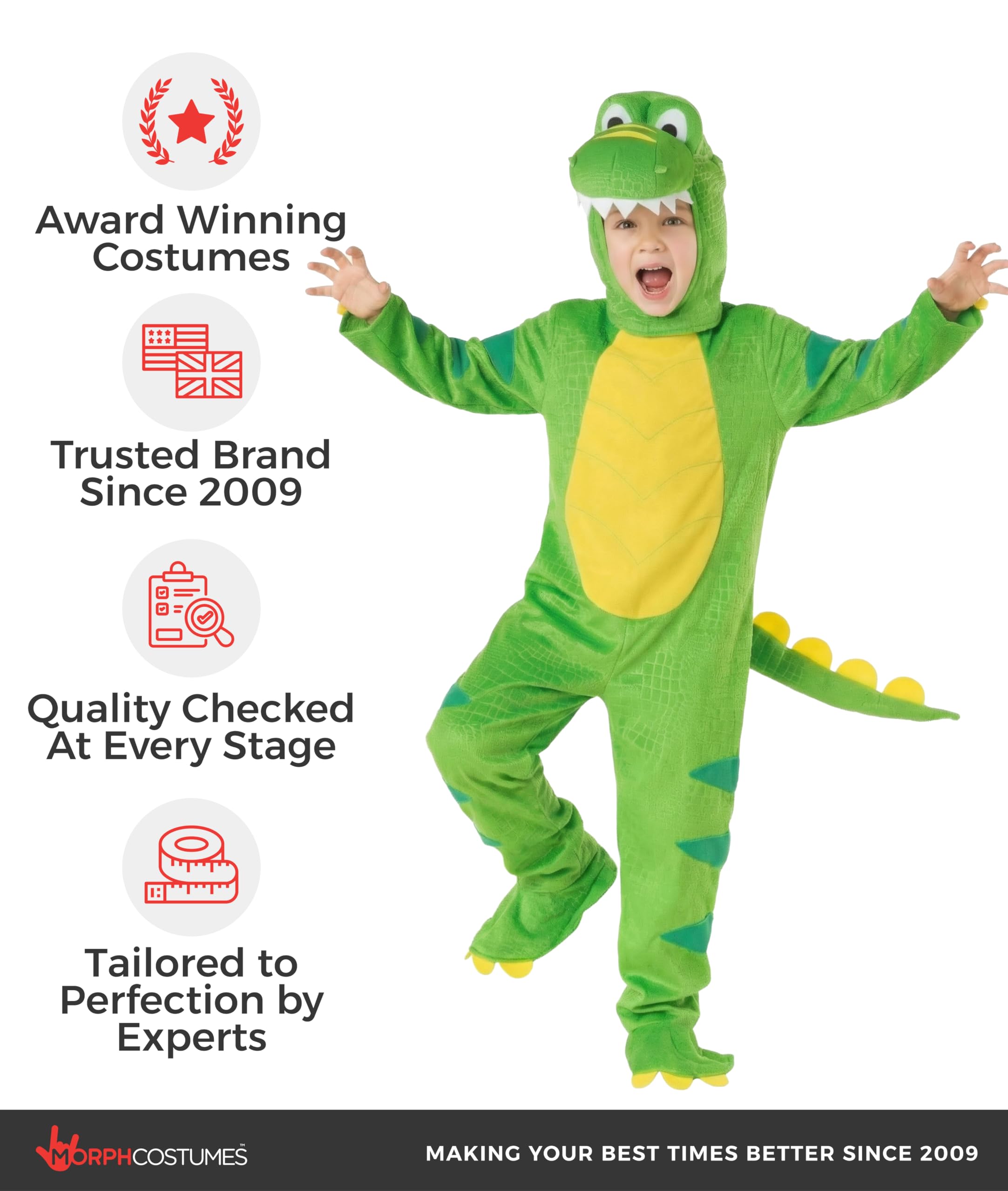 Morph Kostiumy zielony dziecięcy kostium dinozaura dla dzieci dziewcząt i chłopców maluch Halloween fantazyjny strój T-Rex kostium dziecięcy dinozaur kostium