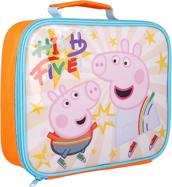 Peppa Pig Rectangular Insulated Lunch Box Bag for Boys and Girls, Perfect Size for Packing Hot or Cold Snacks for School and Travel, BPA Free