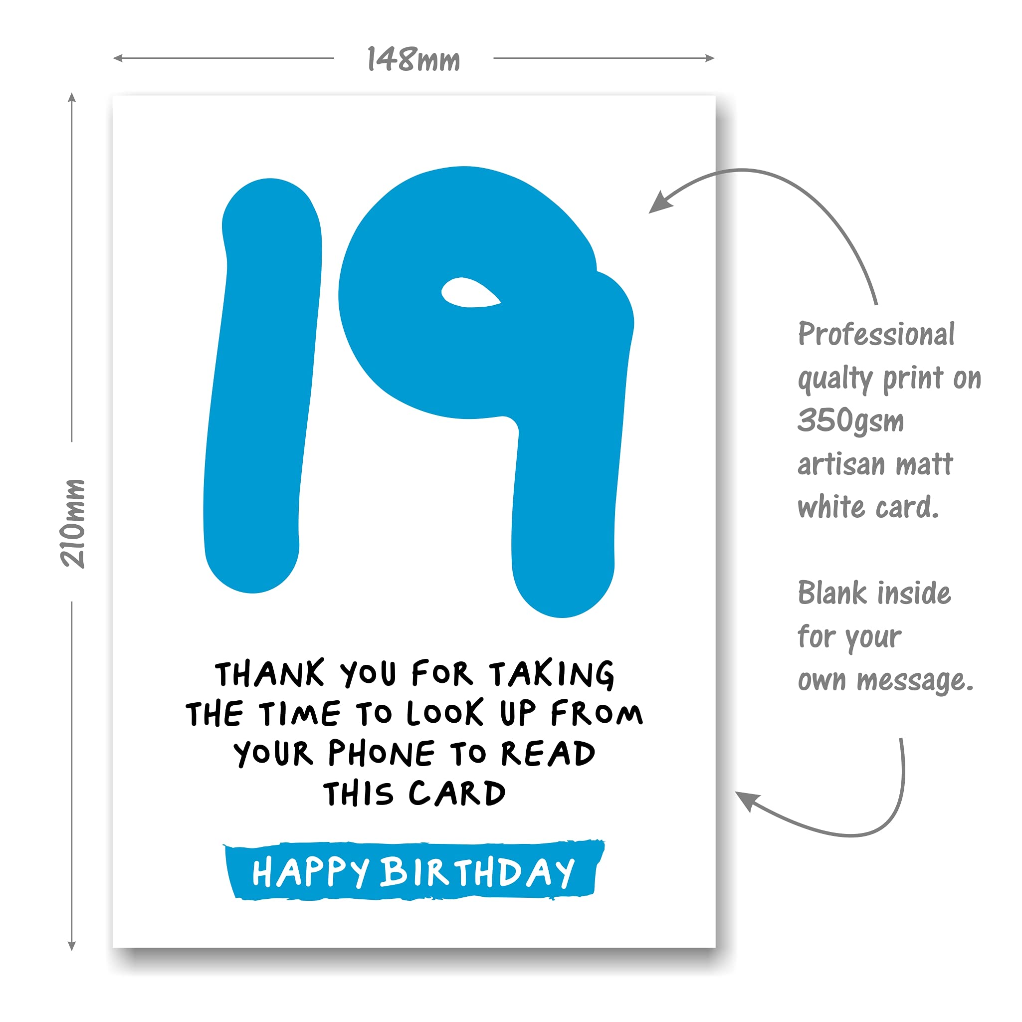 19th Birthday Card - Fun for 19th Birthday - Blue : Amazon.com.be: Office  Products