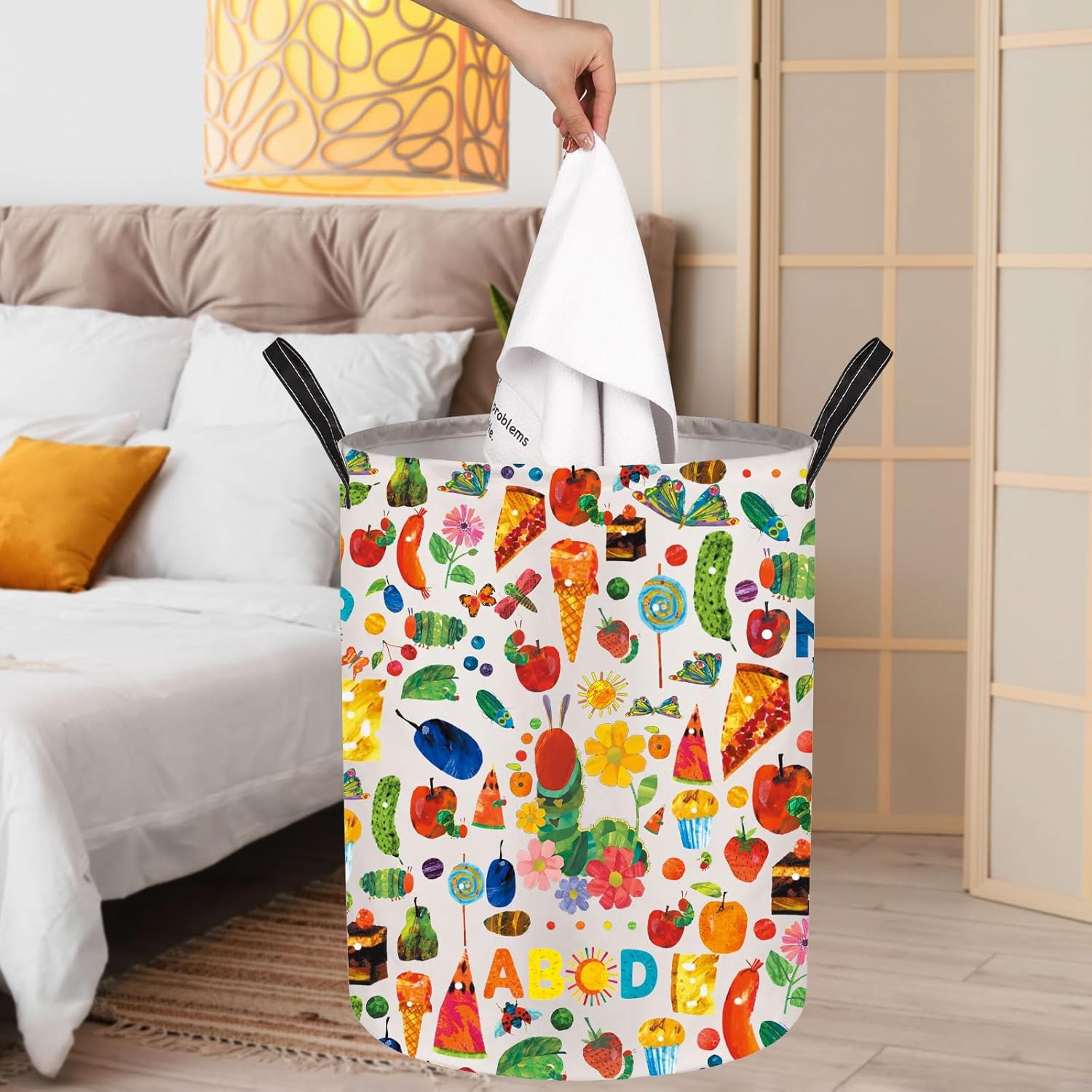 JNIAP Caterpillar Laundry Baskets Caterpillar Book Storage Basket Butterfly Teacher Gifts Caterpillar Laundry Hampers (ABCD LB)