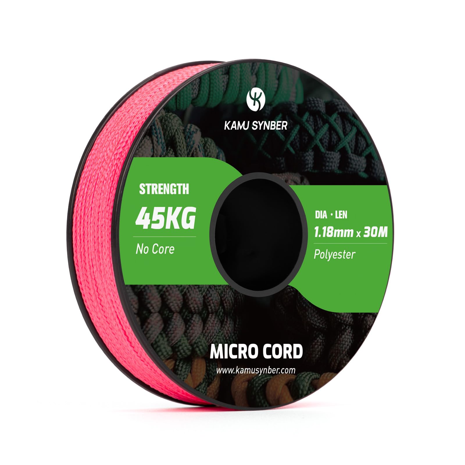 Kamu Synber Micro Cord 1.18mm Paracord Braided Rope 30m Spool for Bracelet, Crafting, Jewelry Making, Key Chains | Support 45kg | Neon Pink