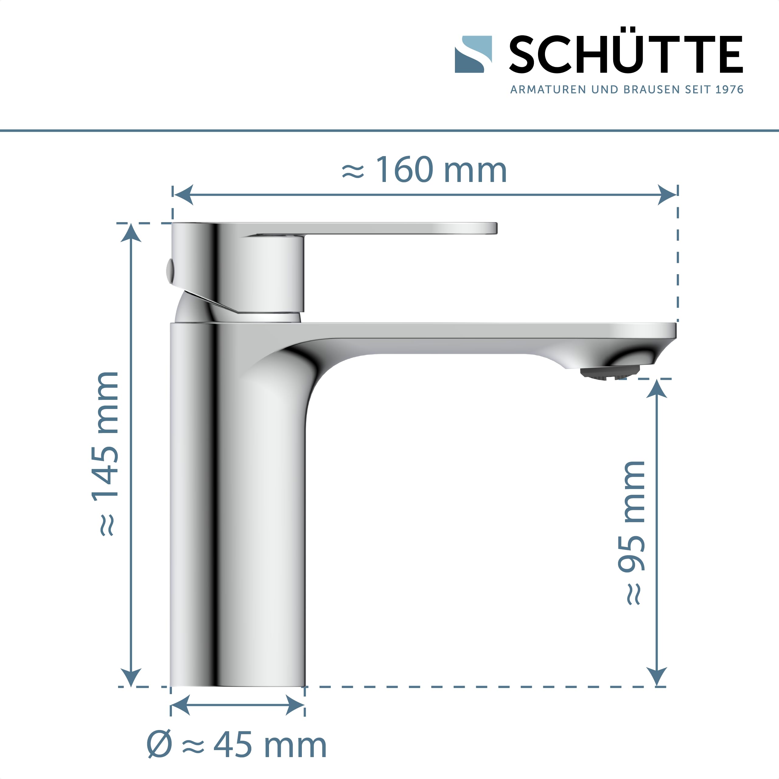 SCHÜTTE MONTANA 32310 - Grifo monomando para baño con desagüe, grifo monomando para baño con tapón de desagüe desplegable, cromado