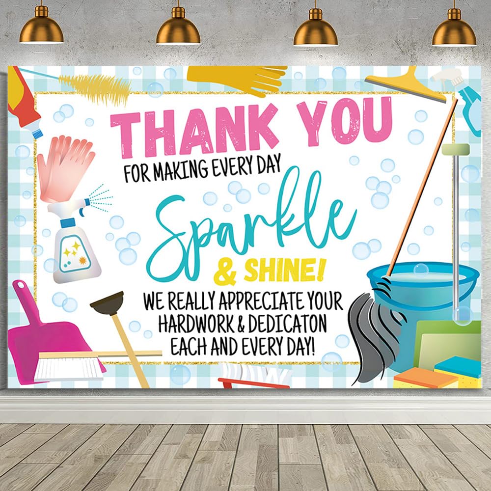 MEHOFOND 7x5ft Housekeeping Week Backdrop Housekeeping Week Decorations Happy Housekeeping Week Background Thank You for Making Every Day Sparkle and