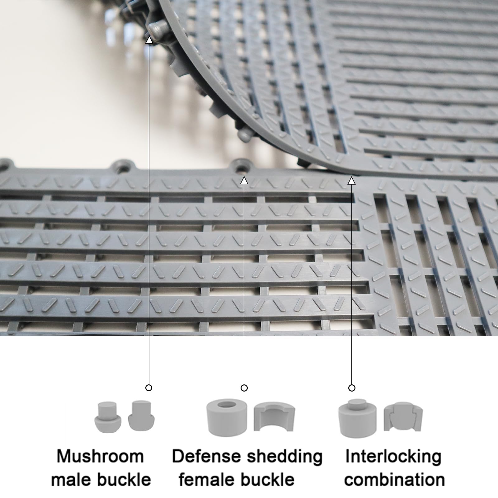 9 Pack Modular Interlocking Tiles Double Non-Slip 12"x12" Dark Gray — Amazon image 4