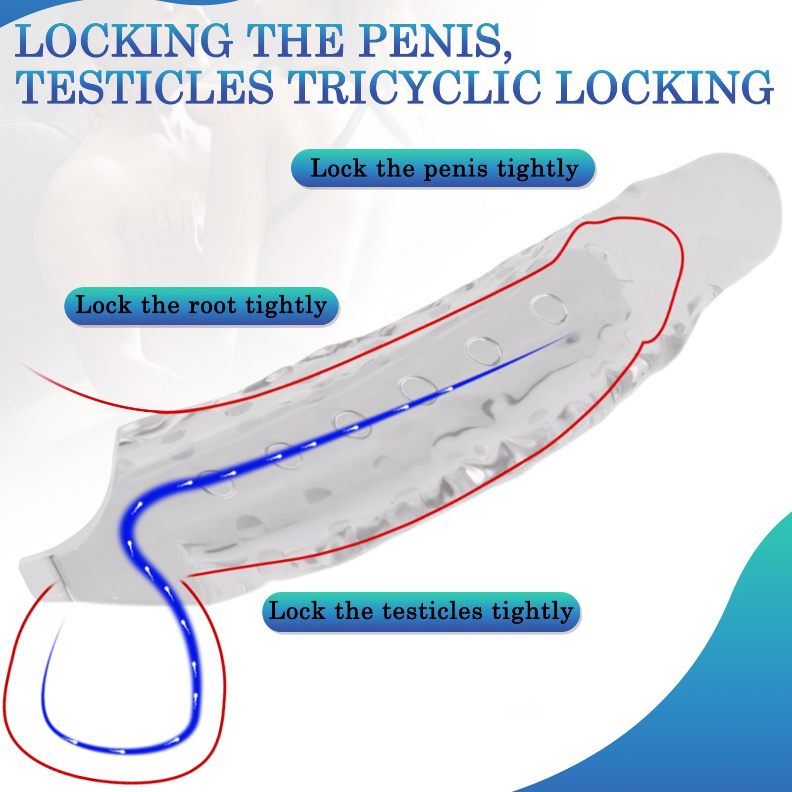 BDSMYEE 28 CM Manicotto per Pene, Guaina Fallica con Anello Testicolo, Prolunghe per il Pene Riutilizzabile Coppie Sesso Giocattolo Erotico per Uomini (Trasparente)