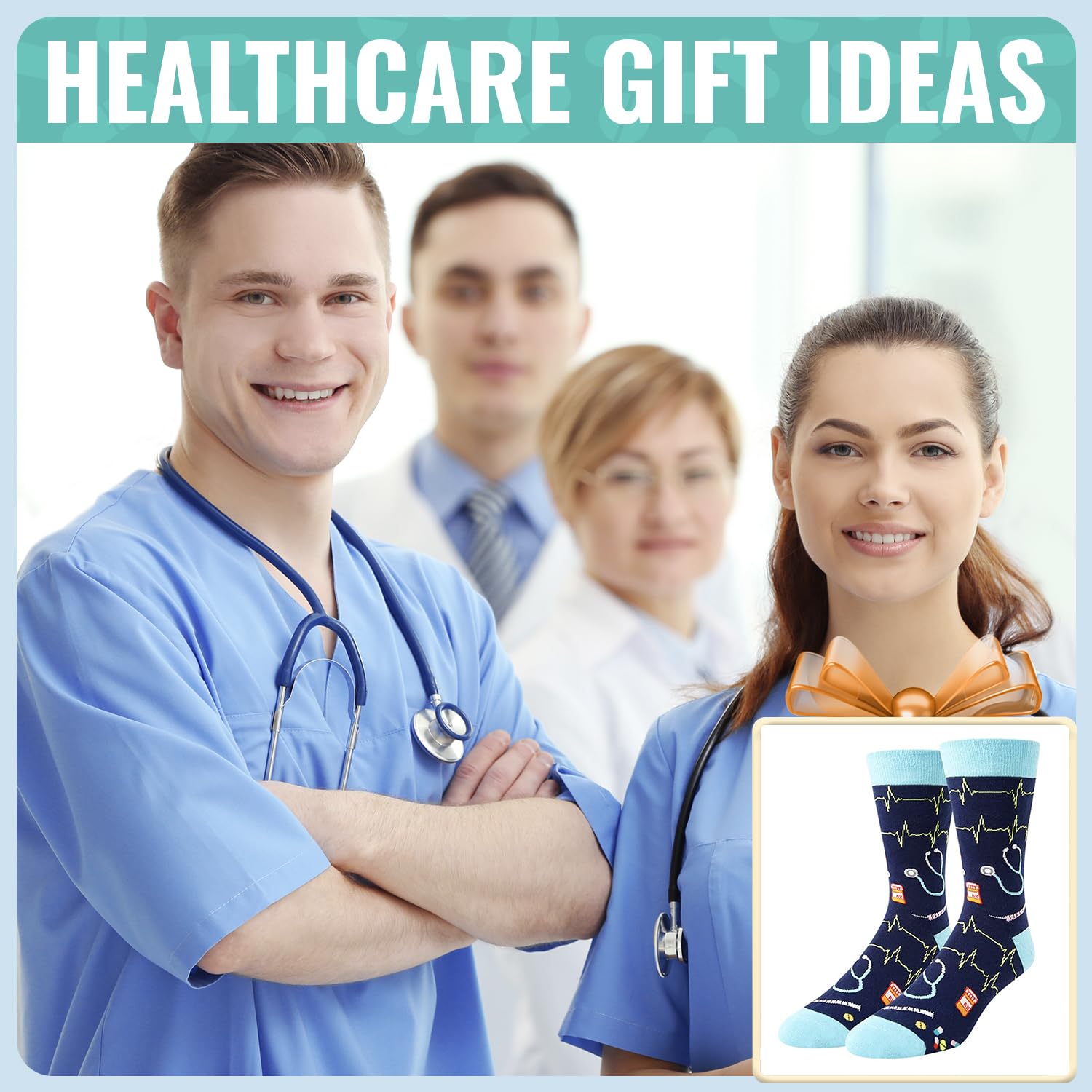 HAPPYPOP Funny Socks Gift for Men - Medical Worker Gifts Sneaker Bigfoot Vegan Nurse Socks
