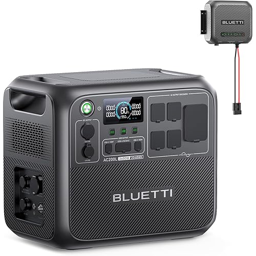 BLUETTI AC200L Portable Power Station with DC-DC Battery Charger D40, 2048Wh LiFePO4 Battery Backup, w/ 4 2400W AC Outlets (3600W Power Lifting), 30A RV Output, Solar Generator for Camping, Emergency