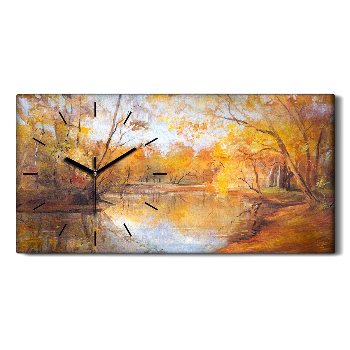 Horloge sur toile forêt automne art moderne 60x30cm