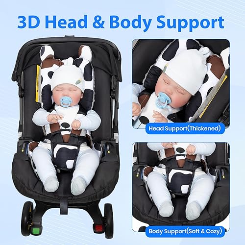 Miniatura 2 de Inserto de asiento de automóvil infantil y funda de 3 correas, soporte de cabeza de asiento de automóvil 4 en 1 grueso para recién nacido, cojín