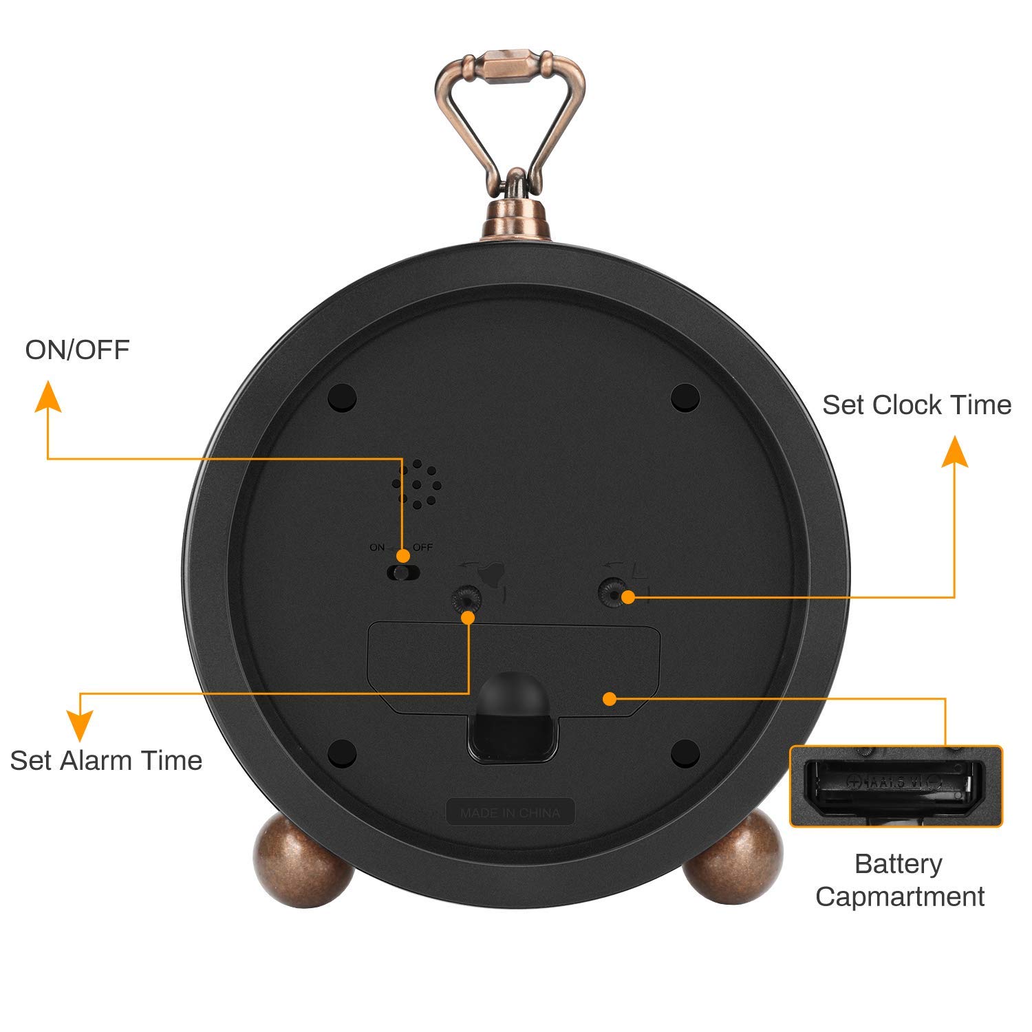 Amazon.co.jp: ナンバーワン クラシック レトロ 目覚まし時計、赤