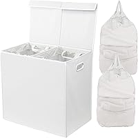 Vista 12 de Simple Houseware - Cesta doble para la ropa sucia, con tapa