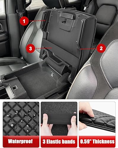 Miniatura 5 de KBH Funda de apoyabrazos para consola central para Dodge Ram 1500 2500 3500 2019-2026, asiento de cubo de consola de piso, cojín de apoyabrazos