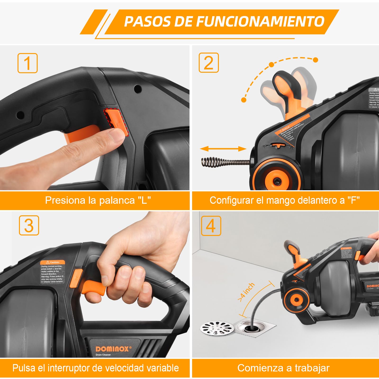 Espiral de limpieza de tuberías eléctrica para Makita 18V batería | limpiador de desagües en espiral con espiral de limpieza de 7,6m, para tuberías de desagüe 19-51mm, WC, baño, sin batería