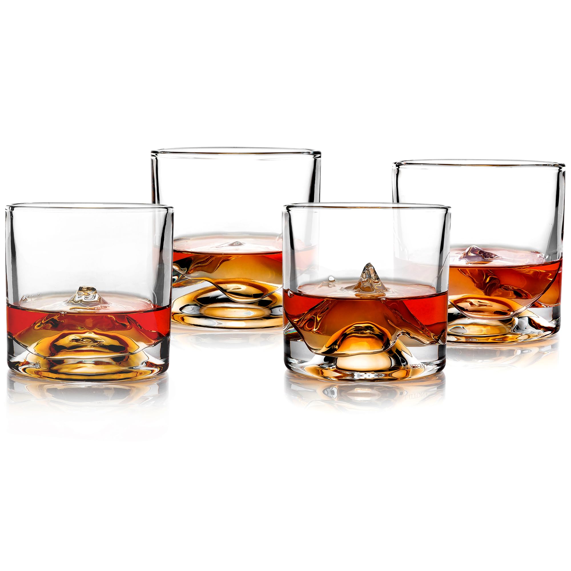 LIITON The Peaks Verres à Whisky Cristal, Lot de 4, congelable, 10 oz | Cristal épais à congeler: dégustez whisky, bourbon ou cocktails sans glaçons. Coffret cadeau pour homme.