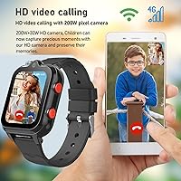Vista 2 de Reloj inteligente para niños, llamadas telefónicas 4G, mensajes de texto, reloj inteligente con WiFi, video chat de voz, Bluetooth, alarma