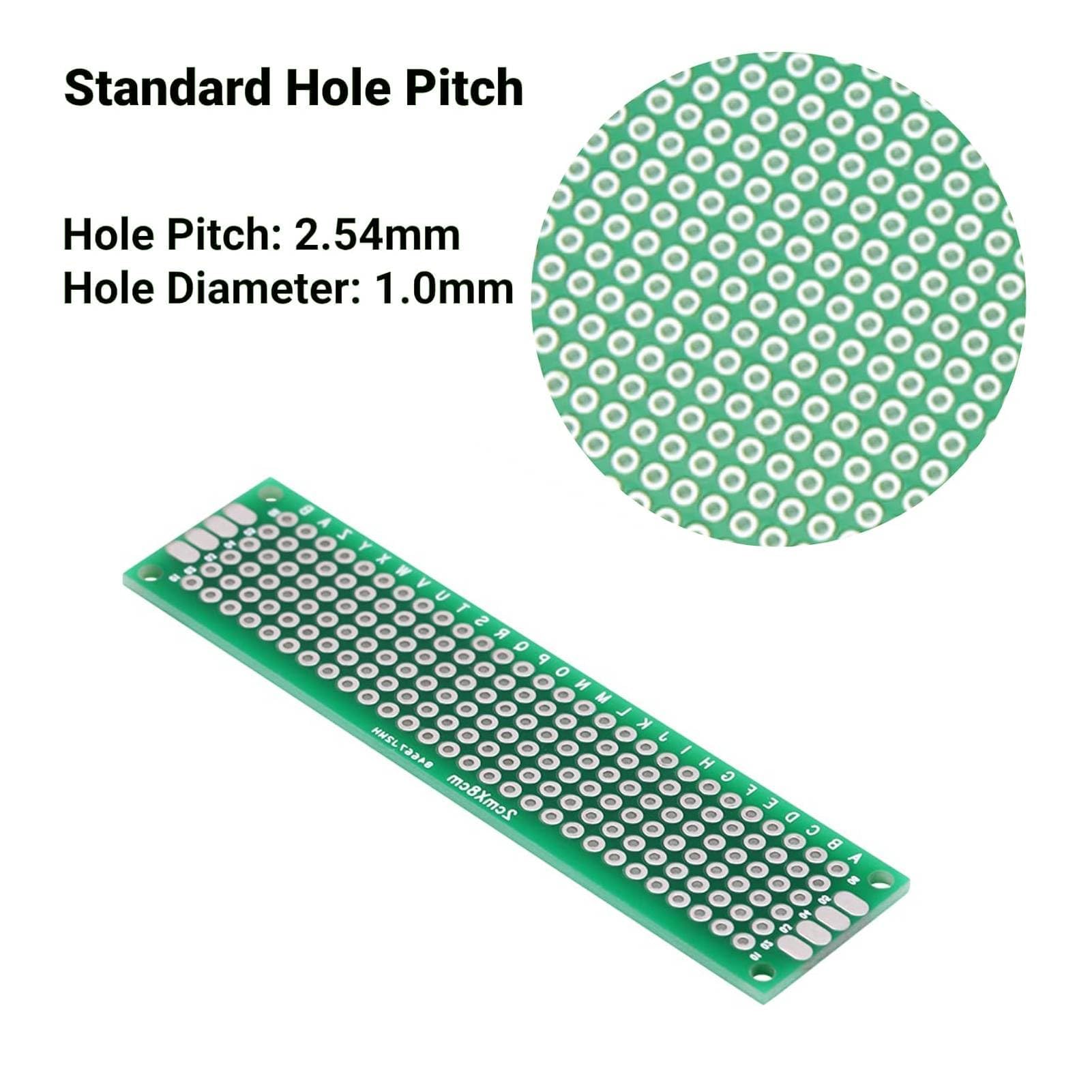 10pcs Kit Scheda a Circuito Stampato Universale 2x8cm Double Side PCB Board Prototype Board Prototype per Saldatura Fai da Te