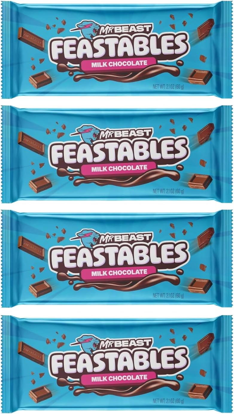Mr Beast Feastable Chocolate Bundle - x4 60g Mr Beast Feastable Milk Chocolate Bars