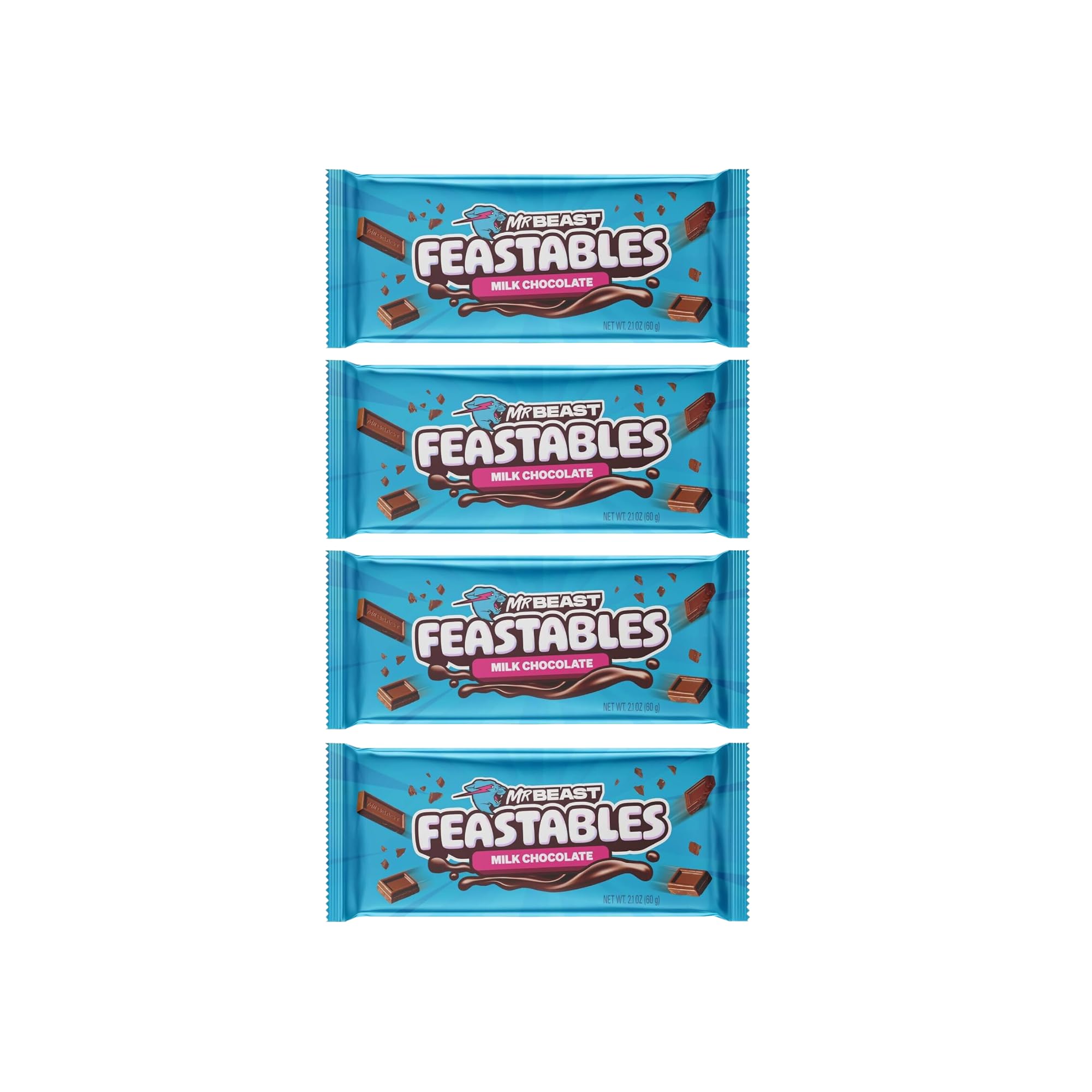 Mr Beast Feastable Chocolate Bundle - x4 60g Mr Beast Feastable Milk Chocolate Bars