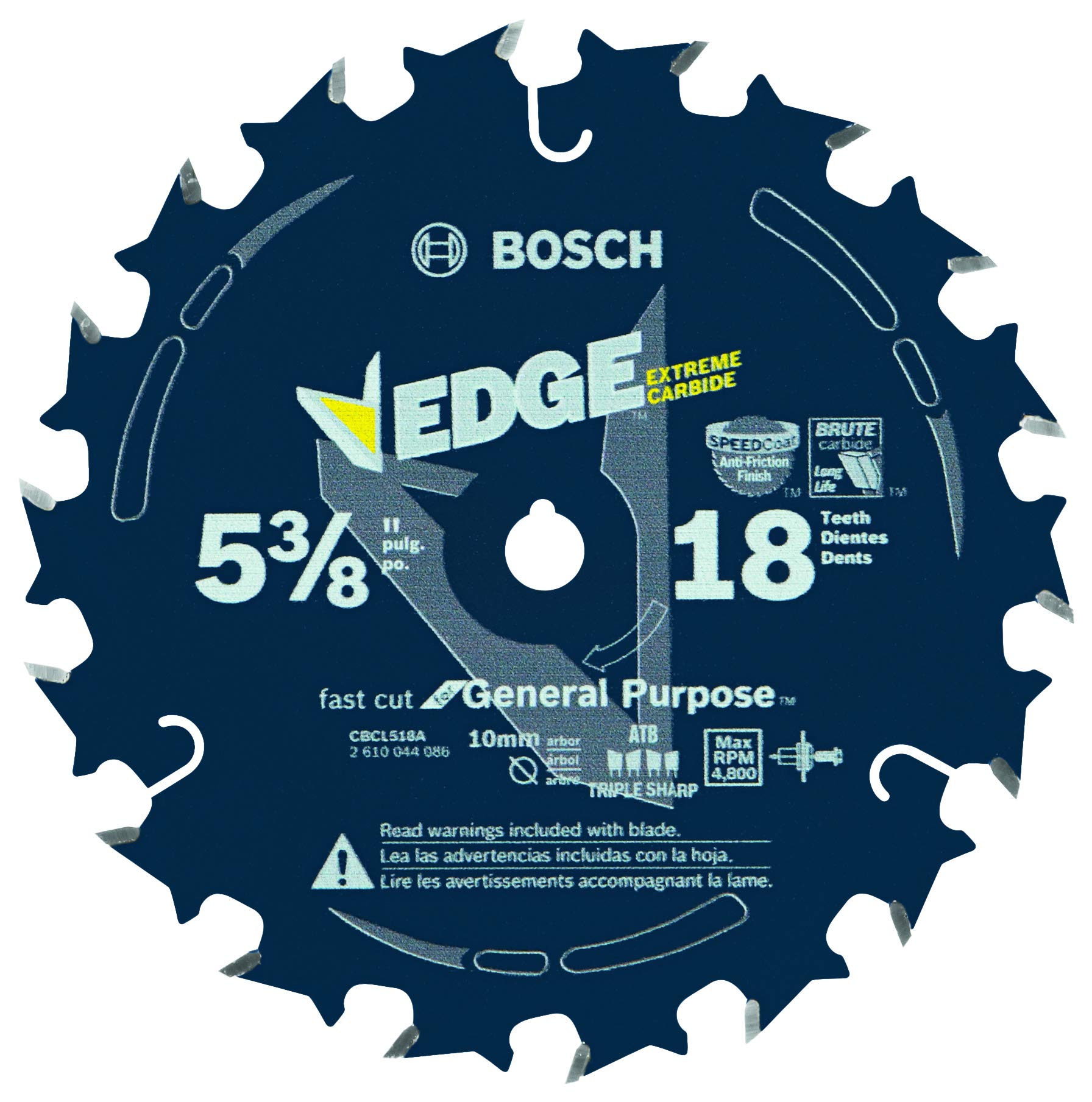 Bosch CBCL518A 5-3/8-Inch 18 Tooth ATB General Purpose Saw Blade with 5/8" Arbor