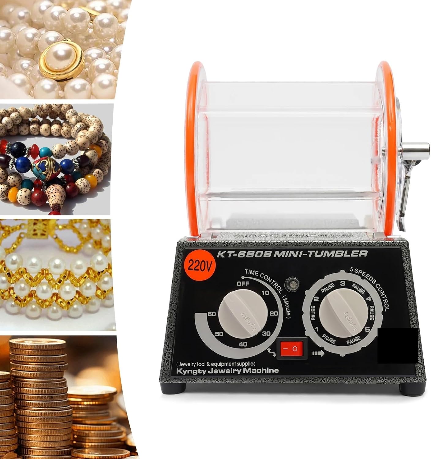 Jewelry Rotary Tumbler Polisher,Mini Polisher Tumbler Jewelry Polisher Machine with s Barrel and Polishing Bead