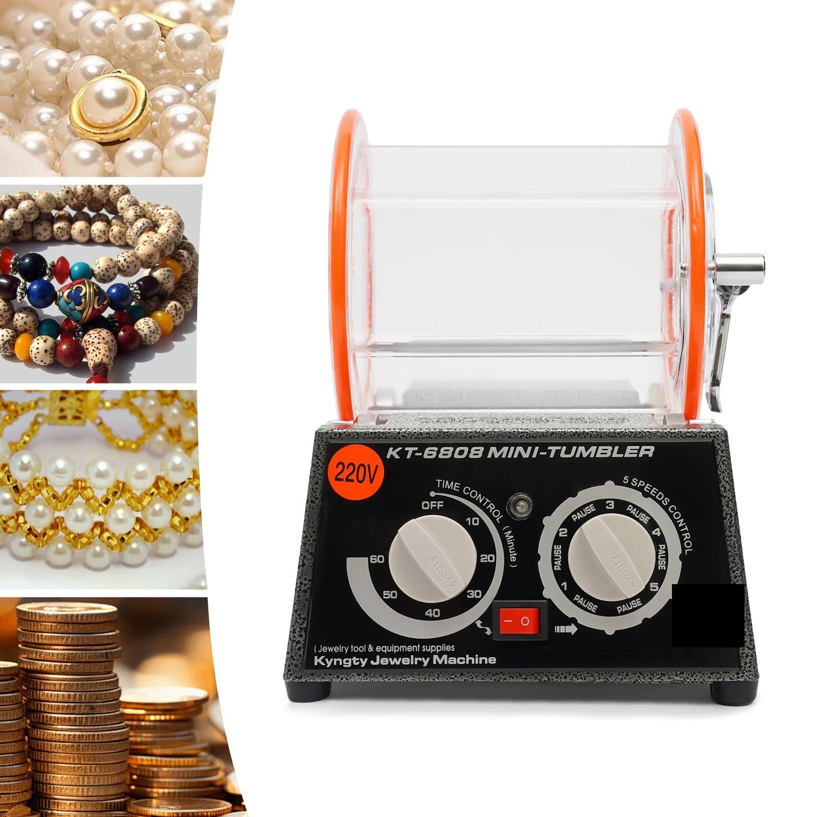Polierschleifmaschine, Schmuck-Rotationspoliermaschine, Mini-Poliermaschine mit trommel und Polierkugel