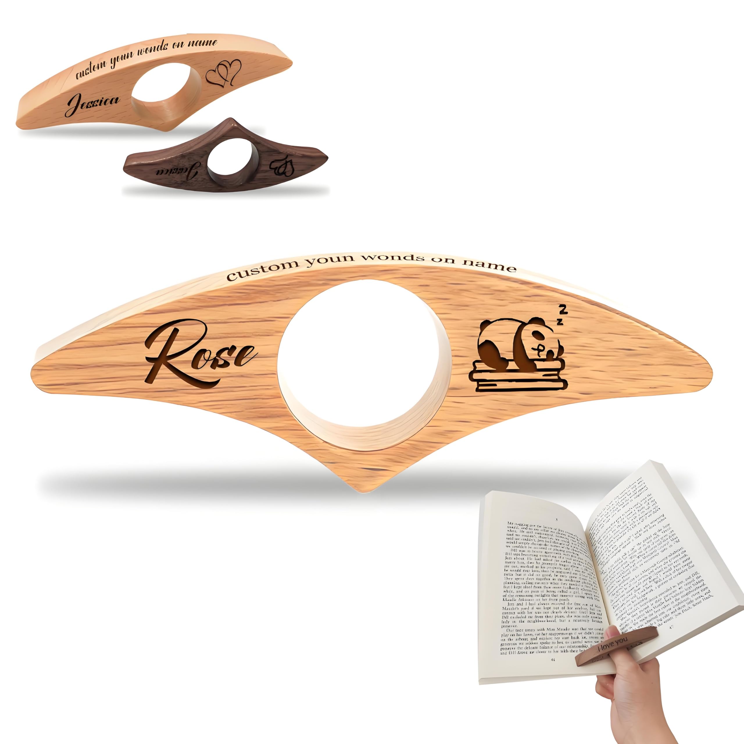 Personalised Wood Thumb Bookmark - Custom Engraved Wooden Book Holder & Bookmark for Reading - Unique Gift for Book Lovers, Readers & Bibliophiles (Standard Version)